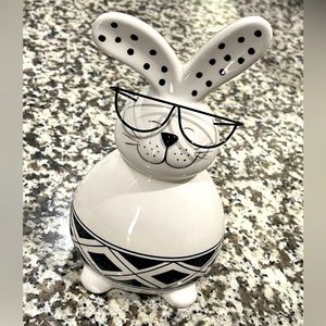 NIB . . .  Nordstrom Ceramic Standing Bunny Figurine   |  Black + White